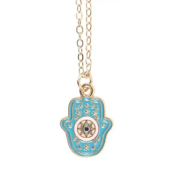 Hamsa Hand Necklace Gift: "Seen, Guided, Protected" Set Something Different Ziya Blue
