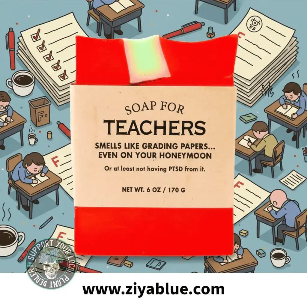 Handmade teacher soap gift: Poisoned Apple Scented Vegan Bar Whiskey River Ziya Blue