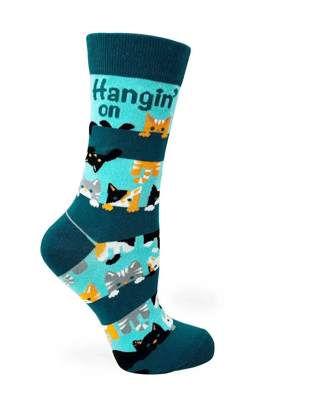Hangin On Till Friday Socks: Women's Cute Cats Fabdaz Ziya Blue