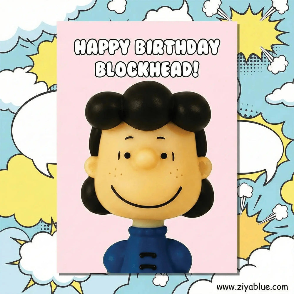 Happy Birthday Blockhead Peanuts Greeting Card Bite Your Granny Ziya Blue