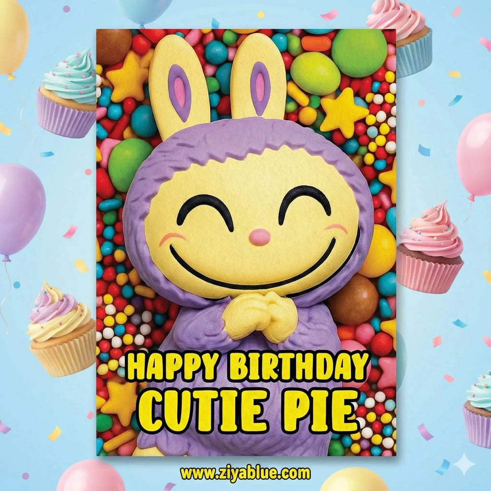 Happy Birthday Cutie Pie Card Bite Your Granny Ziya Blue