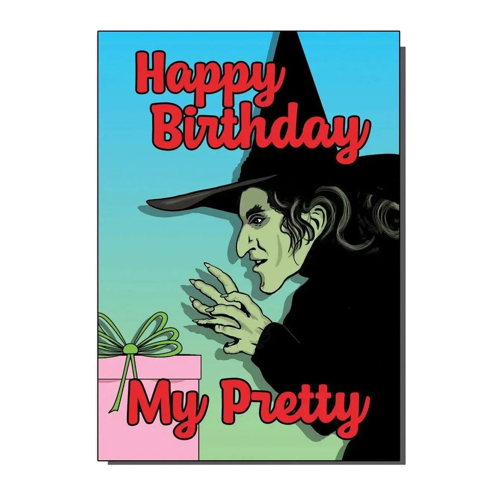 Happy Birthday Witch Card Bite Your Granny Ziya Blue
