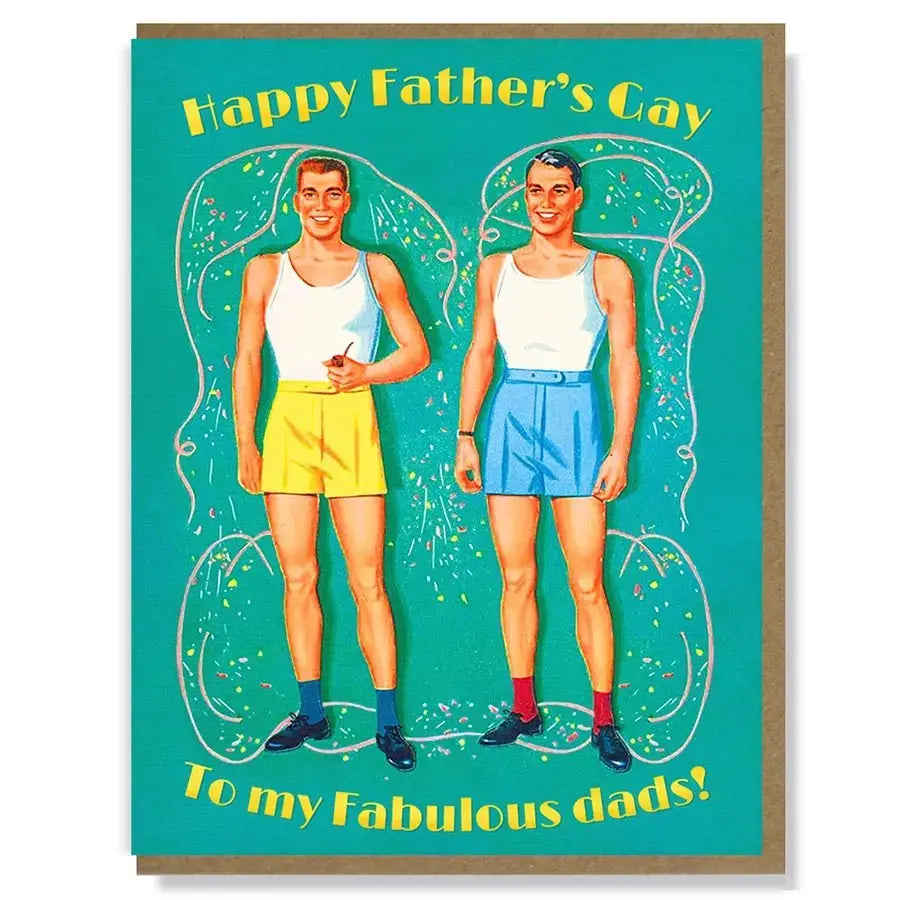 Happy Father's Gay Card | Gold Foil LGBTQ+ Greeting Smitten Kitten Ziya Blue
