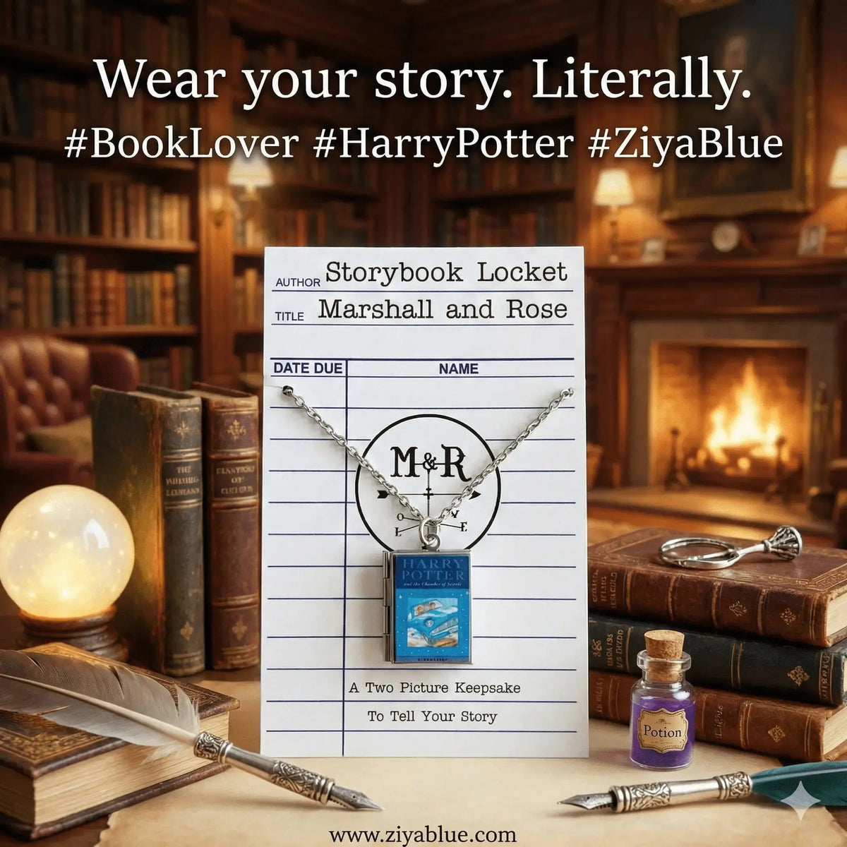 Harry Potter Locket | Chamber of Secrets Book Necklace Marshall and Rose Ziya Blue