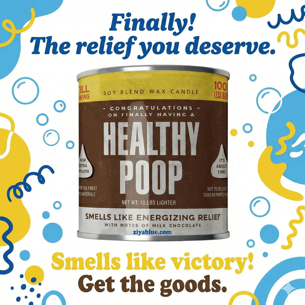 Healthy Poop Candle: Chocolate Soy Wax scents of accompliments Ziya Blue