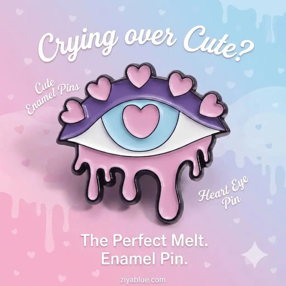 Heart Eye Enamel Pin - Surreal Gothic Aesthetic Ziya Blue Ziya Blue