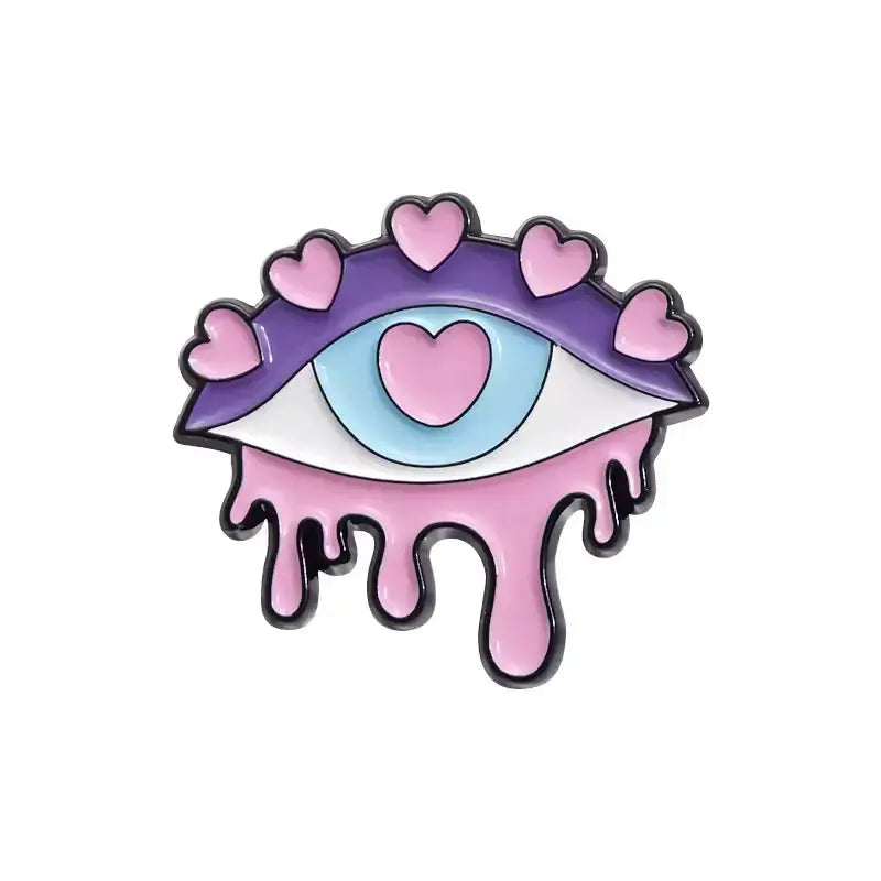 Heart Eye Enamel Pin - Surreal Gothic Aesthetic Ziya Blue Ziya Blue
