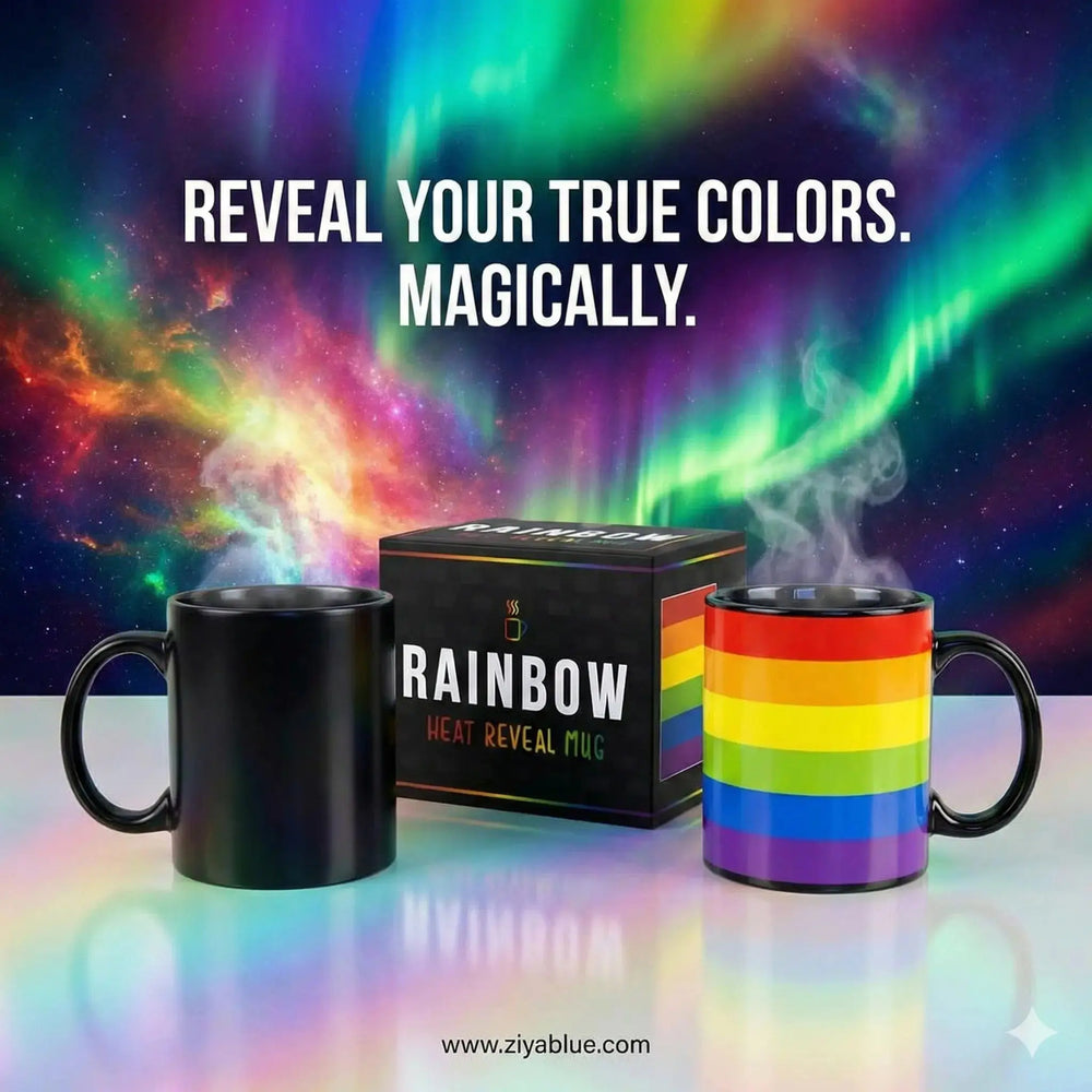 Heat Reveal Rainbow Mug - 350ml Magic Pride Morphing Cup Gift Republic Ziya Blue