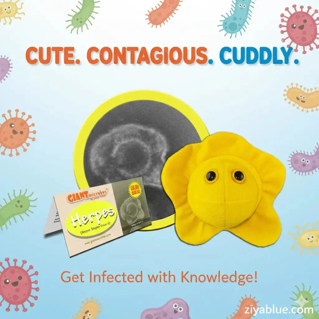 Herpes Virus Plush | HSV-2 Sexual Health Anatomy Toy Giant Microbes Ziya Blue