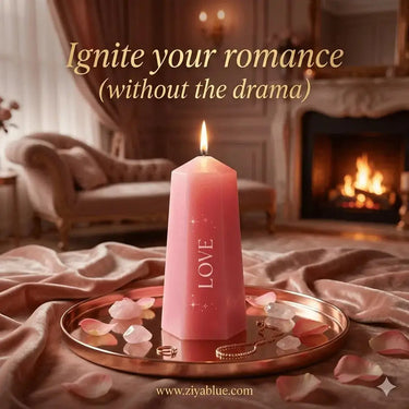 Hidden Rose Quartz Crystal Candle | Unscented Pink Love Pillar Something Different Ziya Blue