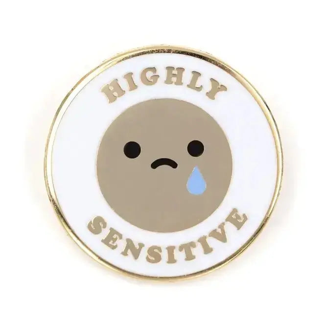Highly Sensitive Pin: Gold & White Tearful Face These Are Things Ziya Blue