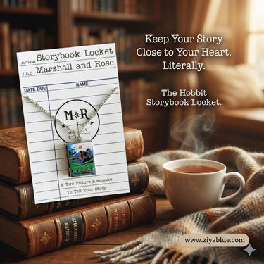 Hobbit Book Locket: Miniature Literary Necklace Marshall and Rose Ziya Blue