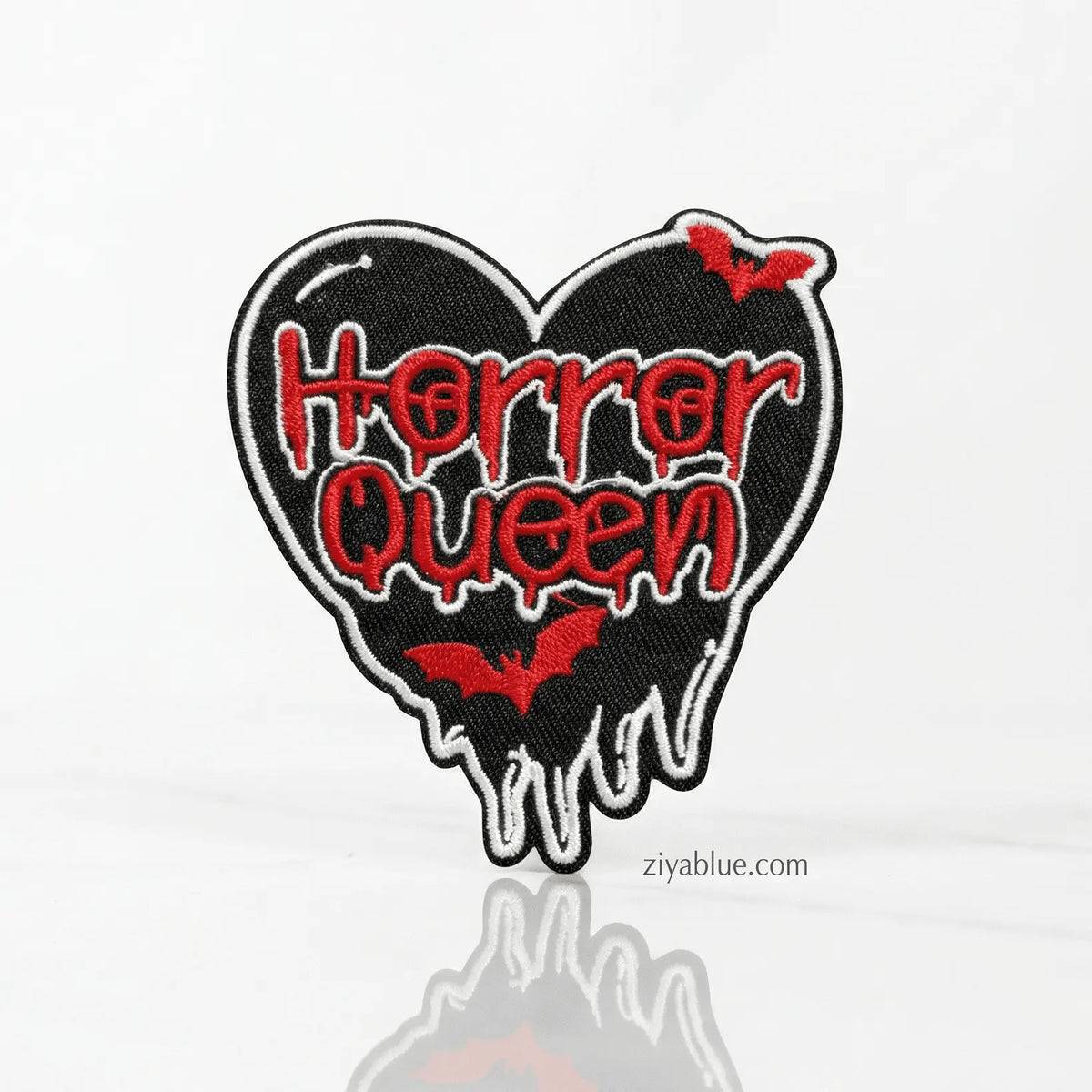 Horror Queen Patch Dripping Heart Iron-On Embroidered  Ziya Blue