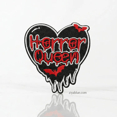 Horror Queen Patch Dripping Heart Iron-On Embroidered  Ziya Blue