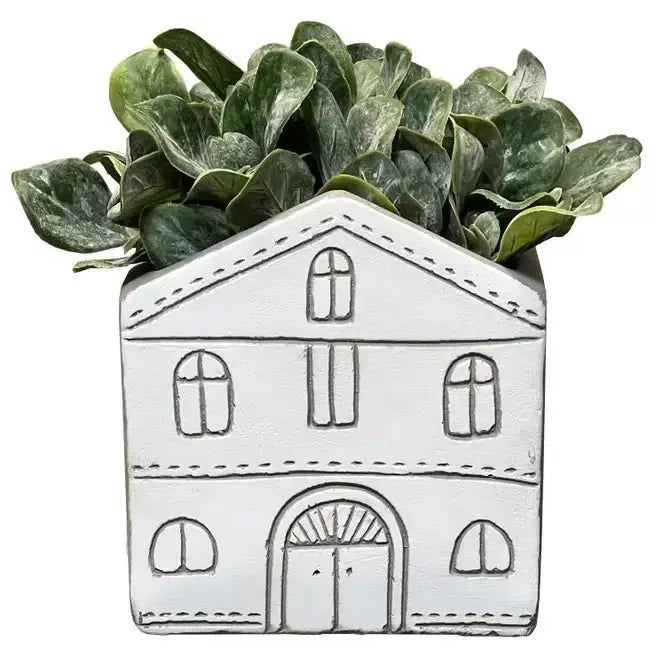 House Shaped Cement Planter - The "Small Abode" Modern Pot Streamline Ziya Blue