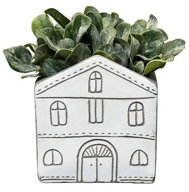 House Shaped Cement Planter - The "Small Abode" Modern Pot Streamline Ziya Blue