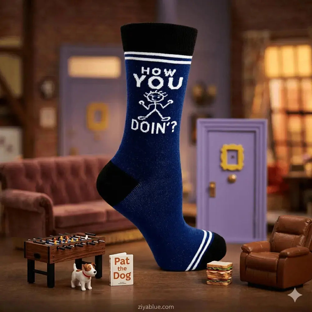 How You Doin Socks: Funny Unisex Crew Fabdaz Ziya Blue