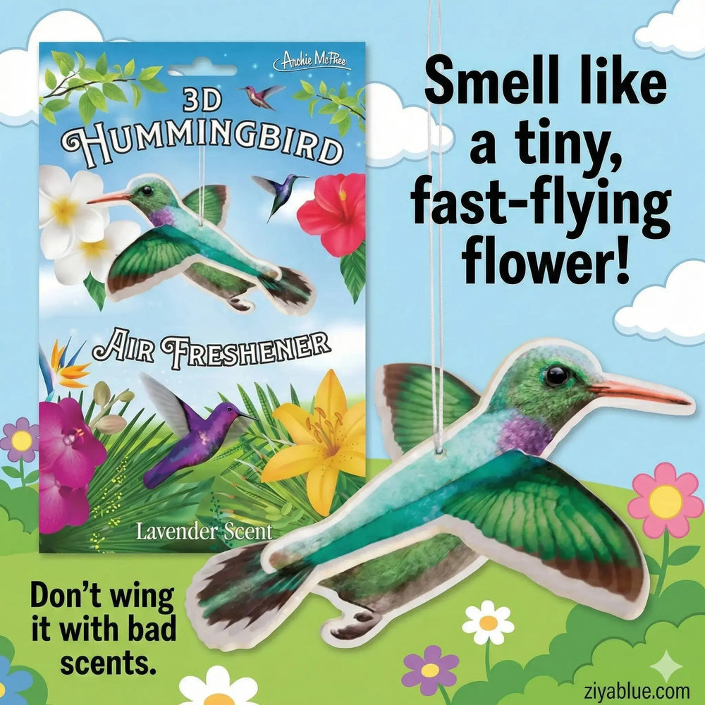 Hummingbird Air Freshener | 3D Lavender Car Accessory Archie McPhee Ziya Blue