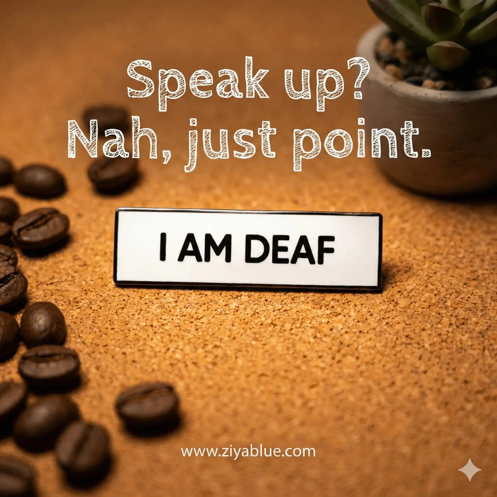 "I Am Deaf" Enamel Pin | Small Size Visibility Badge Retrophiliac Ziya Blue