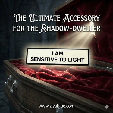 "I Am Sensitive To Light" Enamel Pin Retrophiliac Ziya Blue