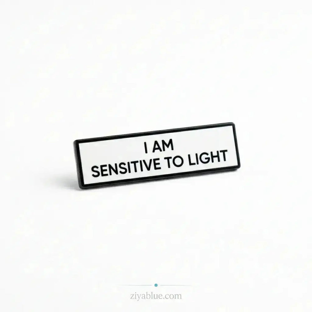 "I Am Sensitive To Light" Enamel Pin Retrophiliac Ziya Blue