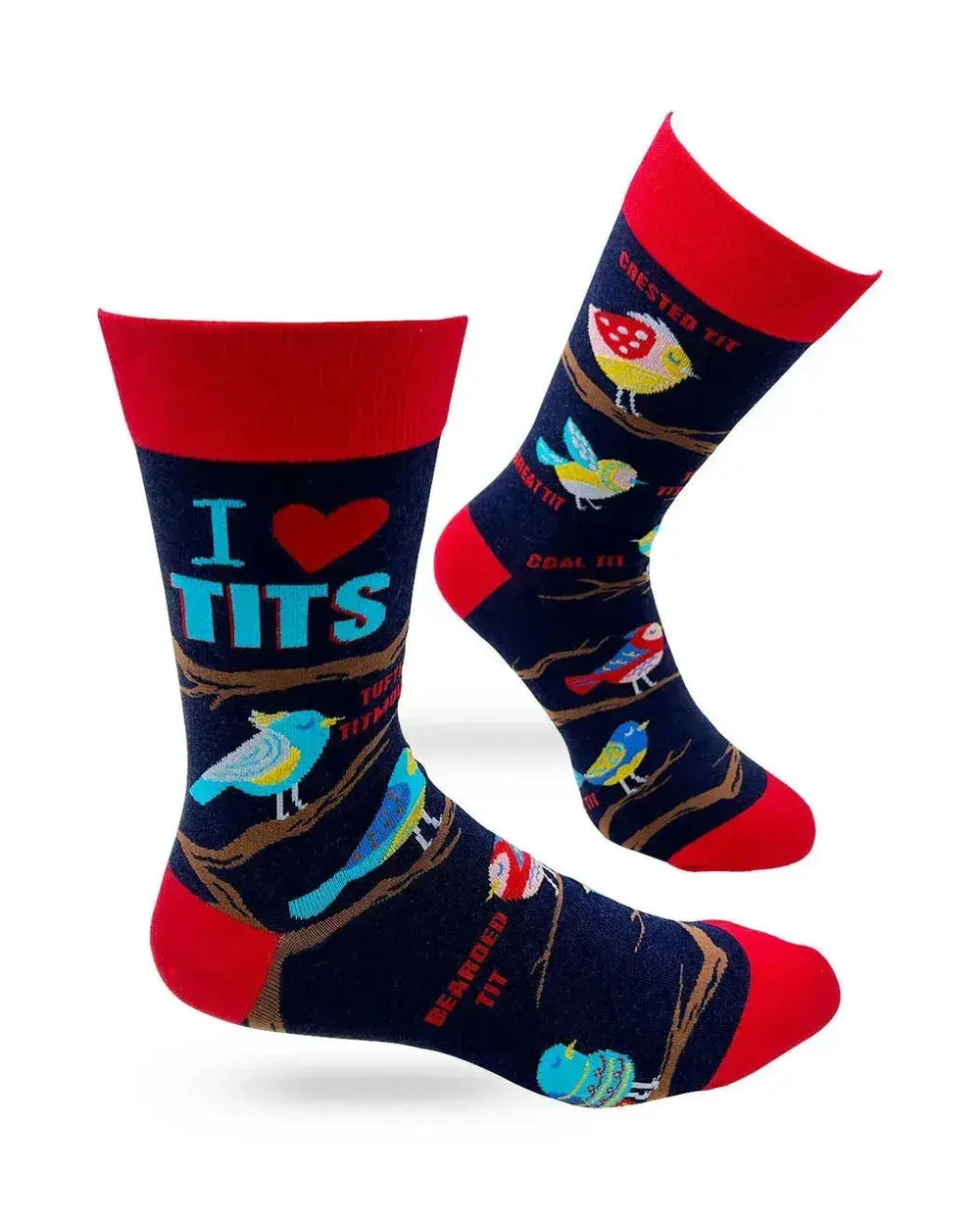 I Heart Tits Socks: Funny Mens Crew Fabdaz Ziya Blue