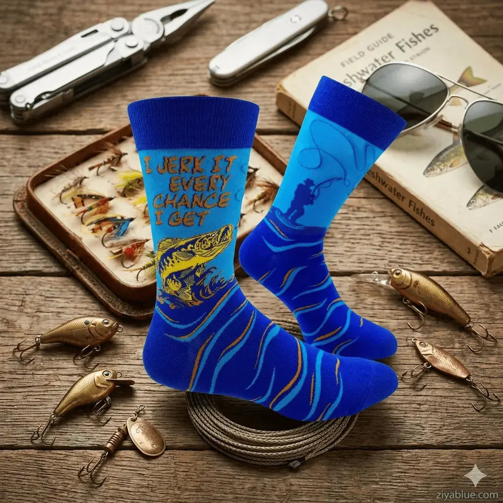 I Jerk It Socks: Funny Mens Crew Fabdaz Ziya Blue