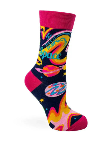 I Need More Space Socks: The Ultimate Women's Crew Fabdaz Ziya Blue