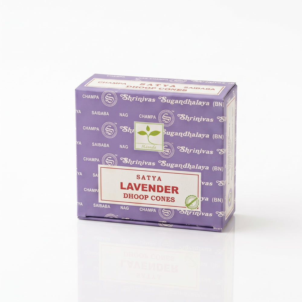 Lavender Dhoop Cones: Satya 12-Pack & Holder