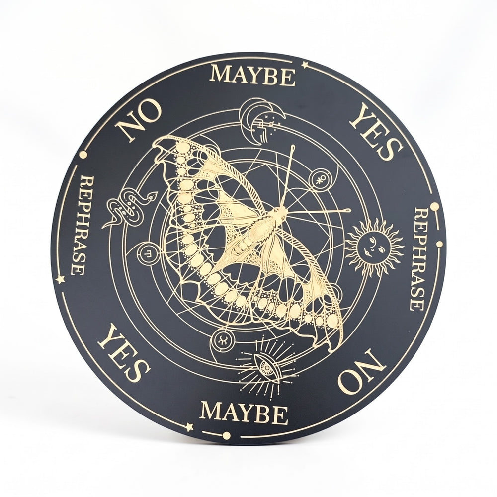 Butterfly Pendulum Board: Black Wood Divination Tool