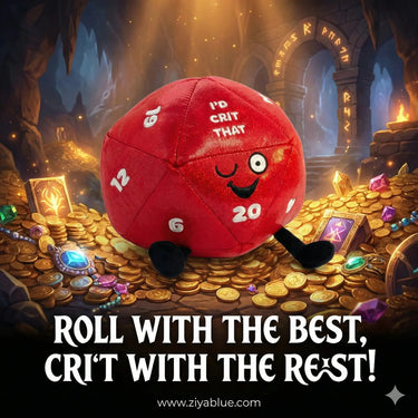 "I’d Crit That" Plush D20 - The Softest Natural 20 Punchkins Ziya Blue