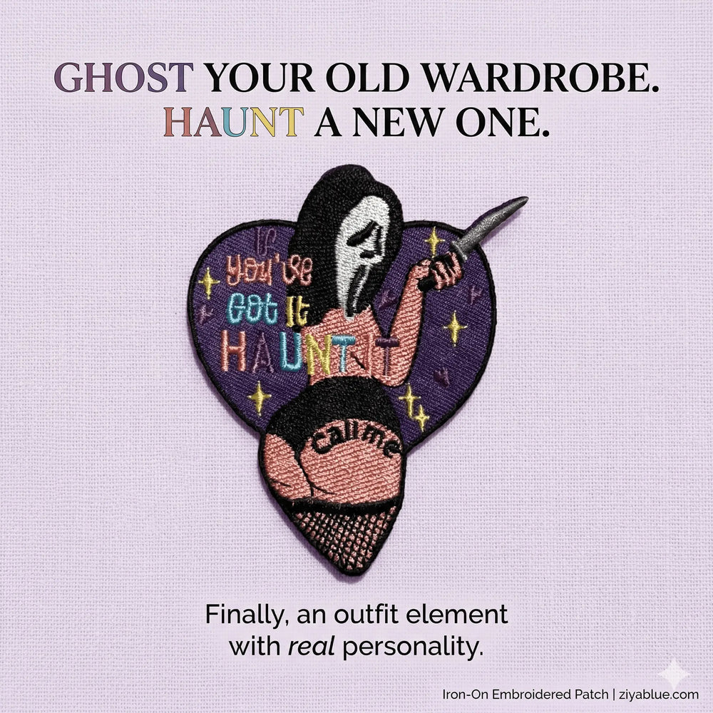 If You've Got It Haunt It Ghostface Pin-Up Iron-On Patch  Ziya Blue