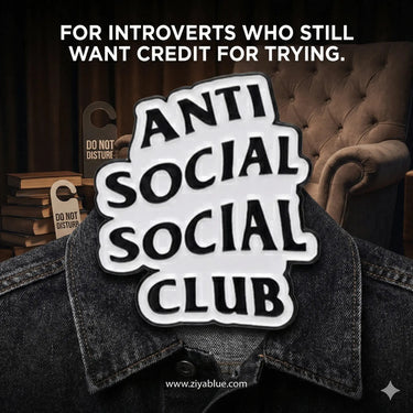 Introvert Enamel Pin | Anti Social Social Club Badge Ziya Blue Ziya Blue