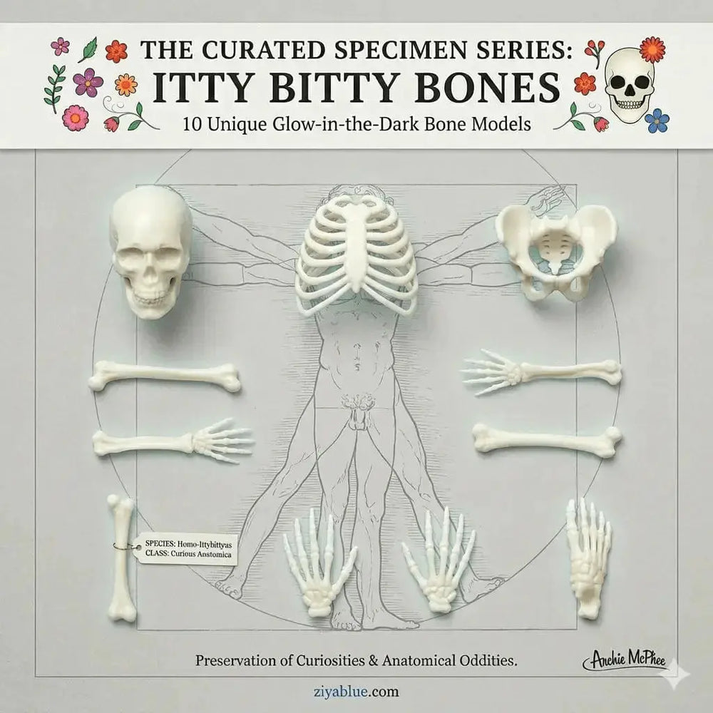Itty Bitty Glow Bones - Bag of 10  Ziya Blue