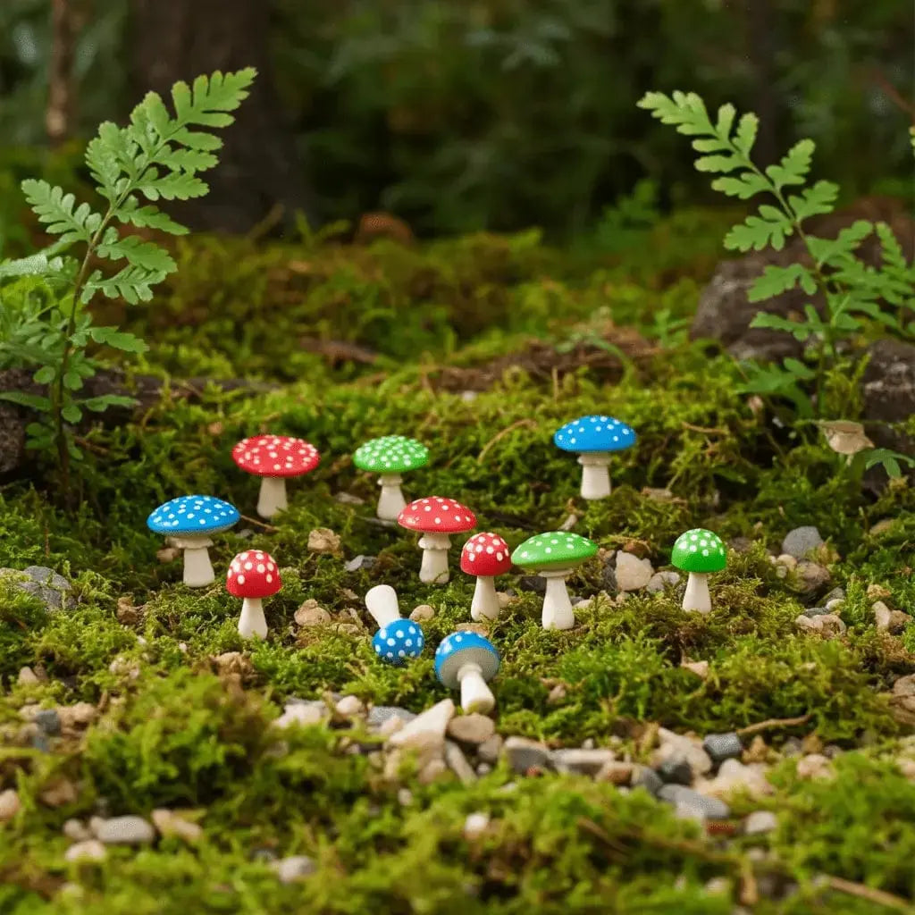 Itty Bitty Mushrooms – Set of 12 Mini Toadstools Archie McPhee Ziya Blue