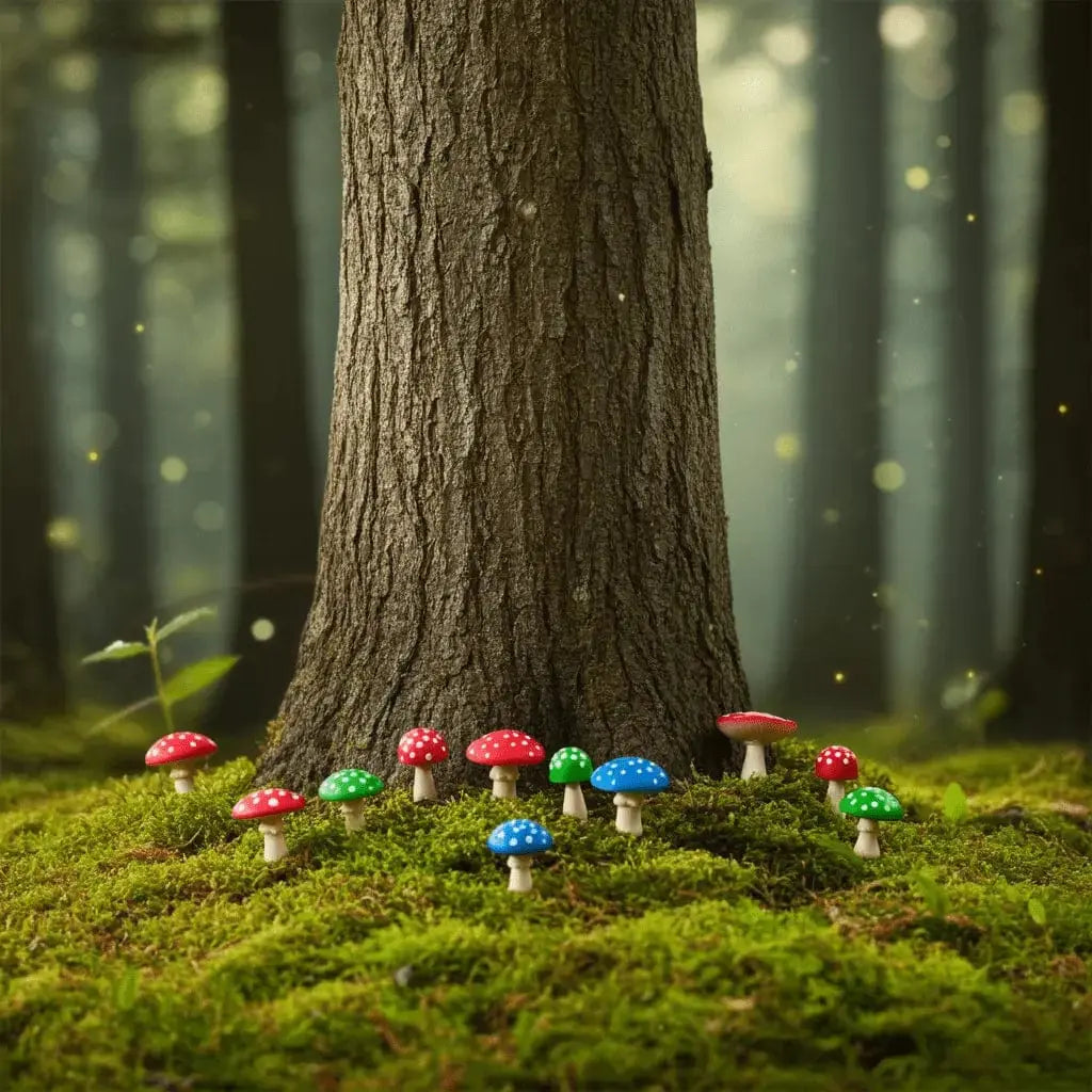 Itty Bitty Mushrooms – Set of 12 Mini Toadstools Archie McPhee Ziya Blue