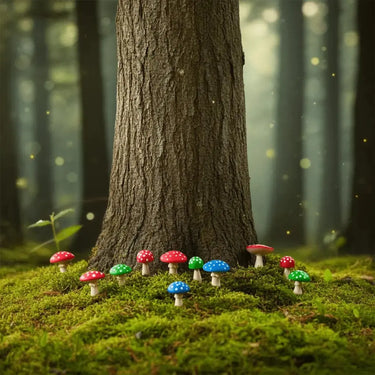 Itty Bitty Mushrooms – Set of 12 Mini Toadstools Archie McPhee Ziya Blue