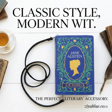 Jane Austen Book Clutch: A Chic Accessory for Literature Lovers 📖✨ COMECO INC Ziya Blue