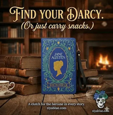 Jane Austen Book Clutch: A Chic Accessory for Literature Lovers 📖✨ COMECO INC Ziya Blue