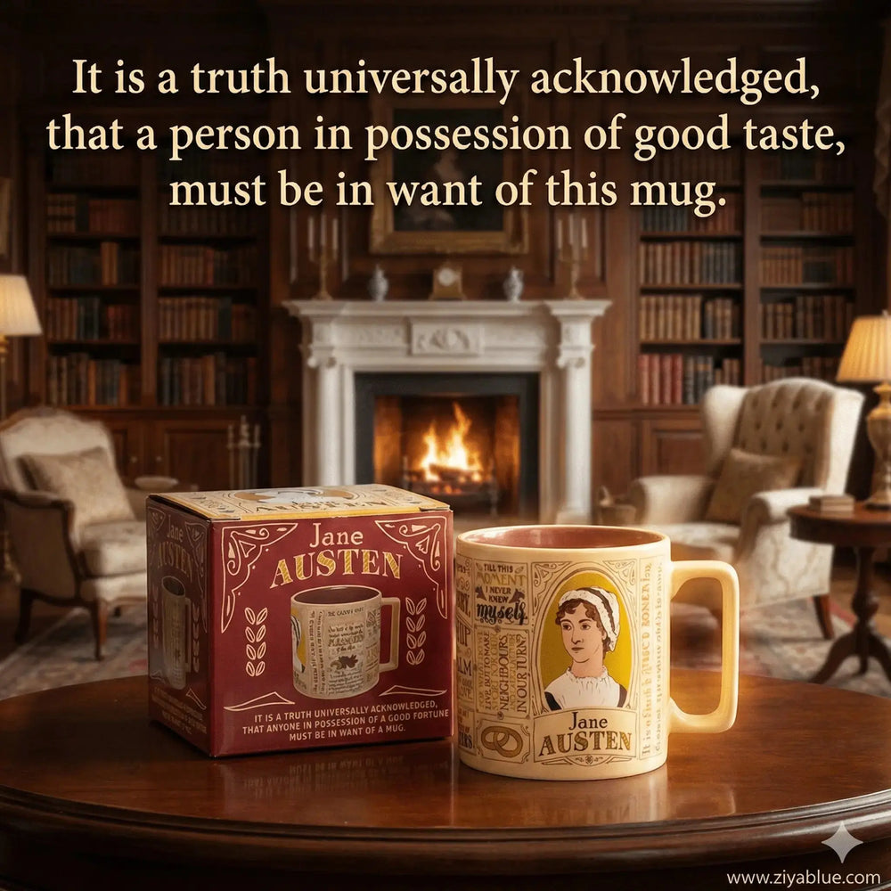 Jane Austen Quotes Mug: A Literary Gift Unemployed Philosophers Guild Ziya Blue
