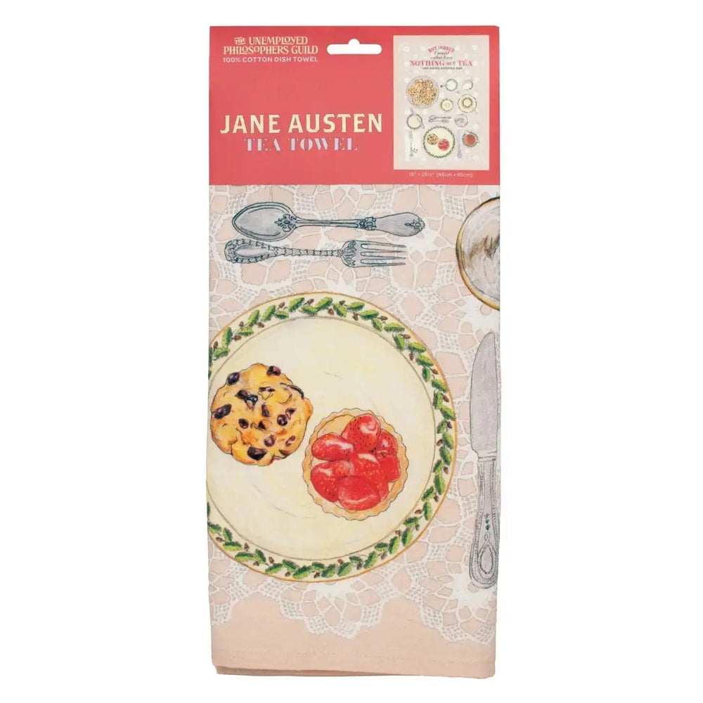 Jane Austen Tea Towel for Literature Lovers Unemployed Philosophers Guild Ziya Blue