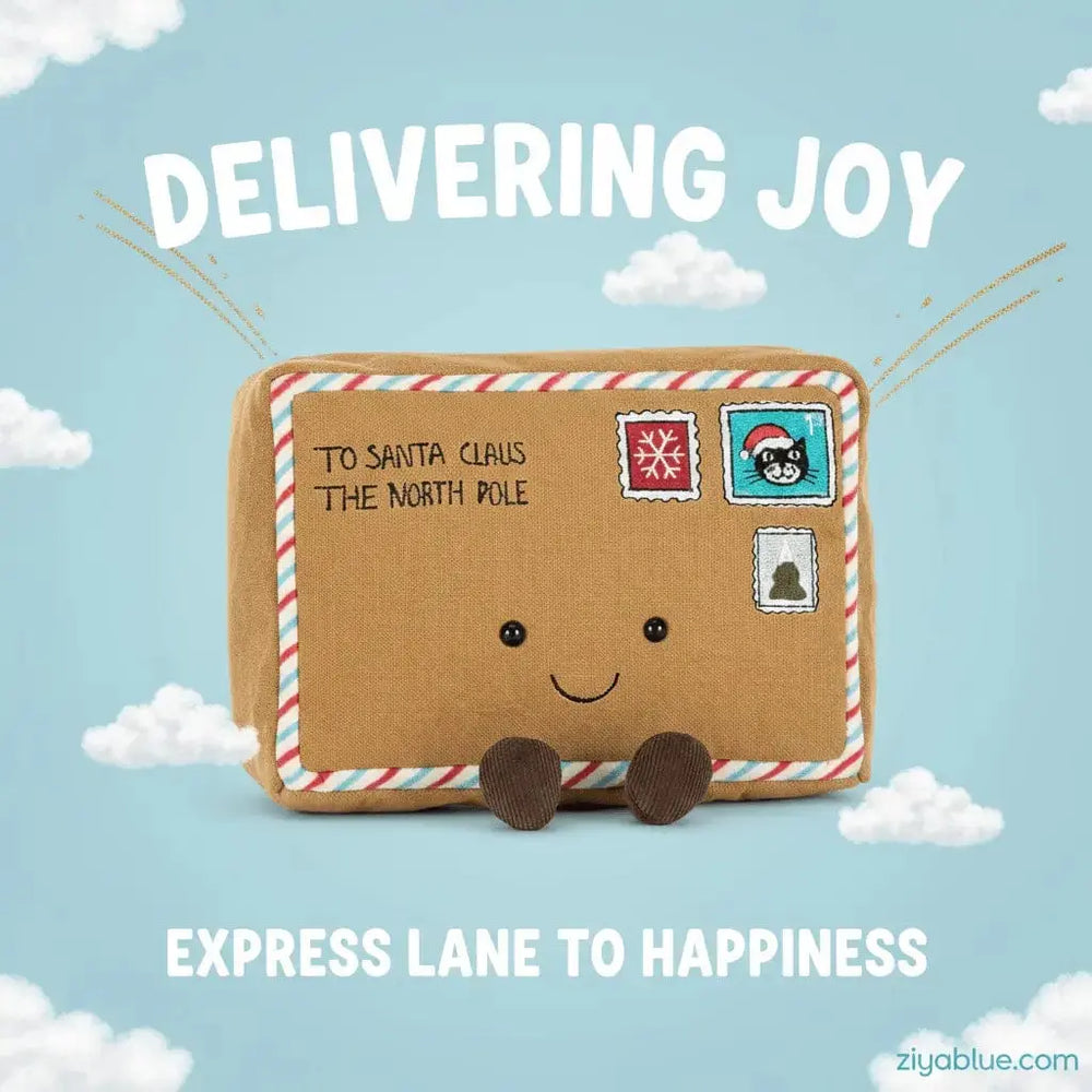Jellycat Amuseables Letter to Santa – The 7" Plush Post Jellycat Ziya Blue