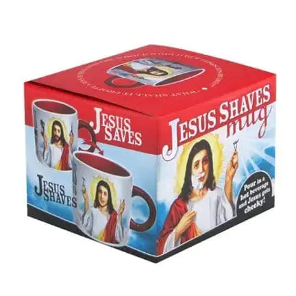 Jesus Shaves Heat Changing Mug: A Funny Miracle Faire Ziya Blue