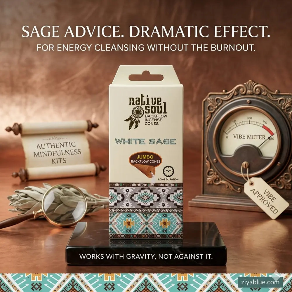 Jumbo White Sage Backflow Incense Cones | Native Soul Purifier  Ziya Blue