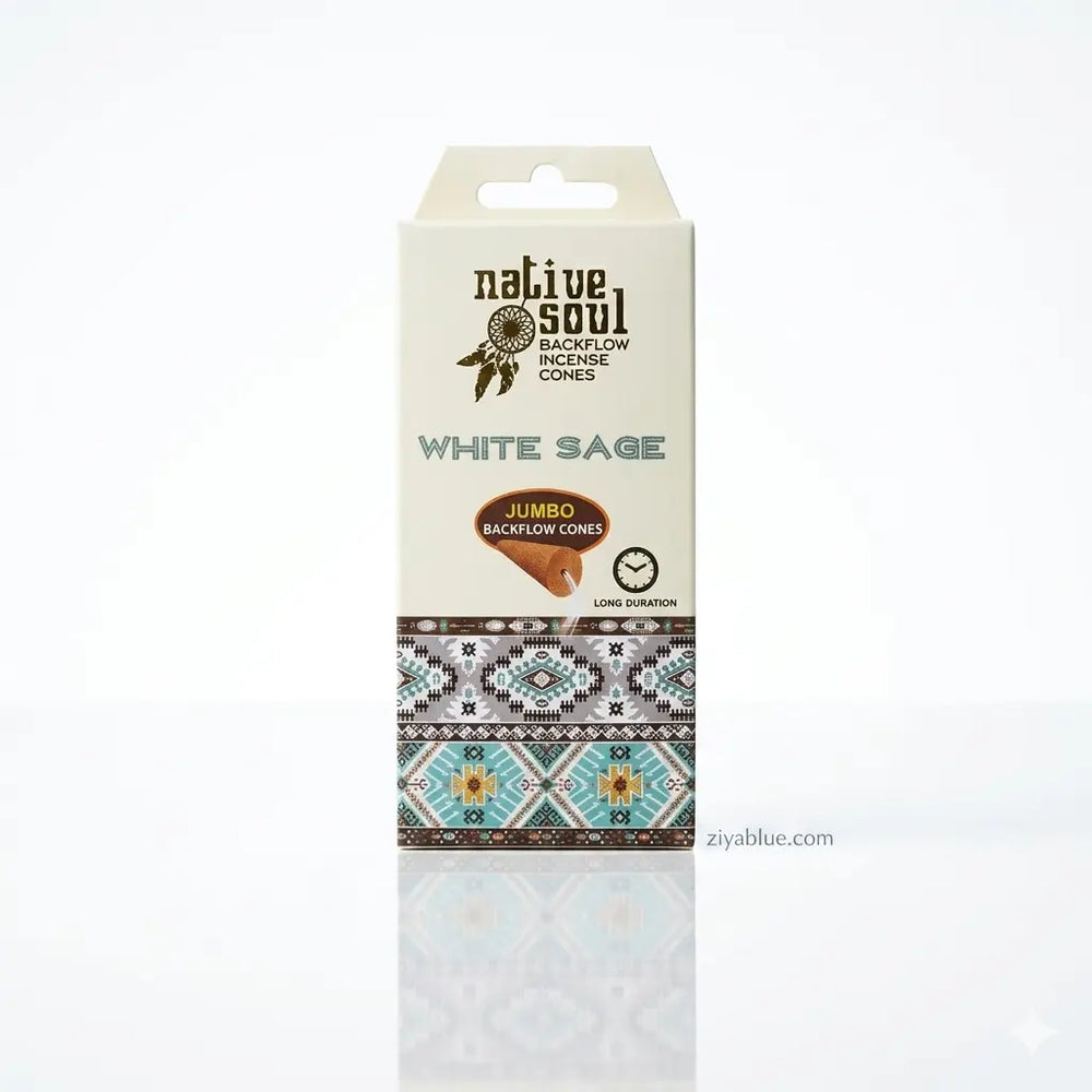 Jumbo White Sage Backflow Incense Cones | Native Soul Purifier  Ziya Blue