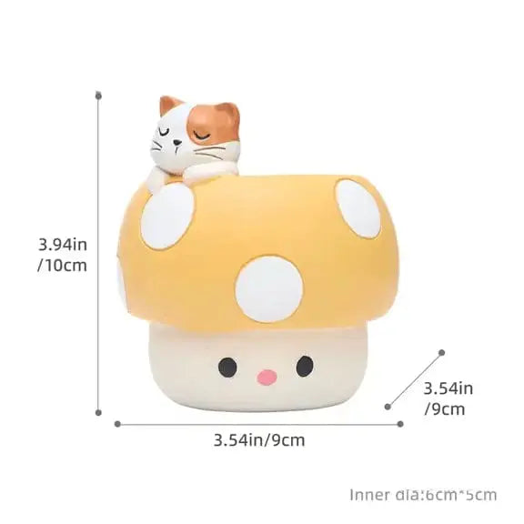 Kawaii Mushroom Planter: Animal Succulent Pot Ziya Blue Ziya Blue