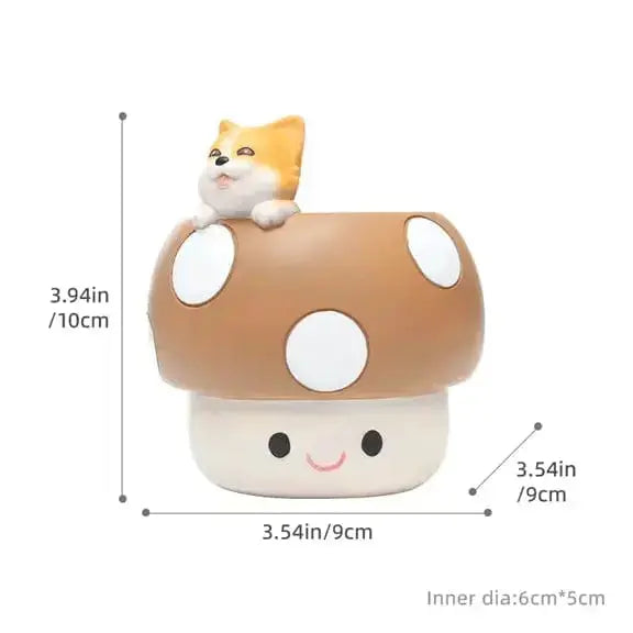 Kawaii Mushroom Planter: Animal Succulent Pot Ziya Blue Ziya Blue