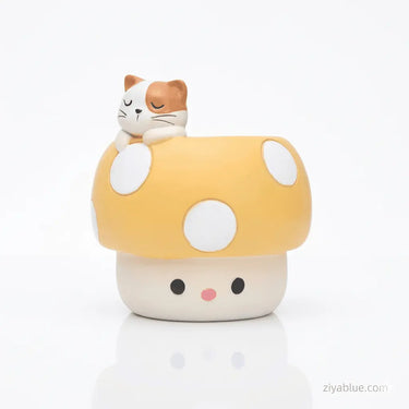 Kawaii Mushroom Planter: Animal Succulent Pot Ziya Blue Ziya Blue