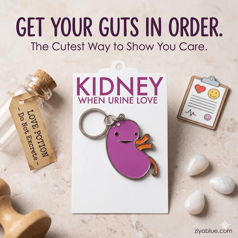 Kidney Keychain: When Urine Love I Heart Guts Ziya Blue