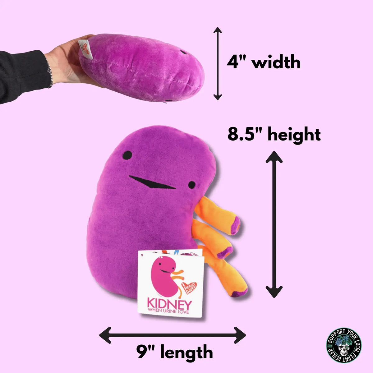 Kidney Plushie | Funny Organ Pillow & Post-Op Recovery Gift I Heart Guts Ziya Blue